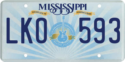 MS license plate LKO593
