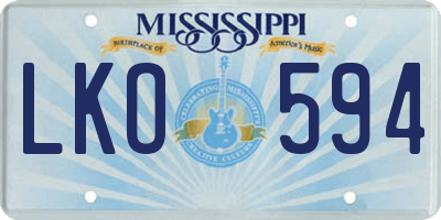MS license plate LKO594