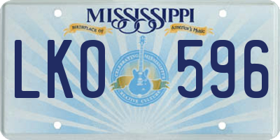 MS license plate LKO596
