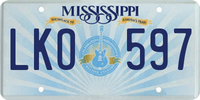 MS license plate LKO597