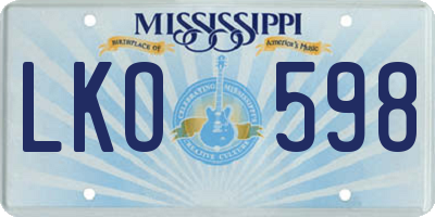 MS license plate LKO598