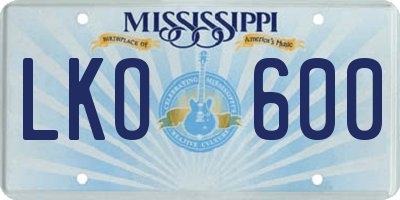MS license plate LKO600