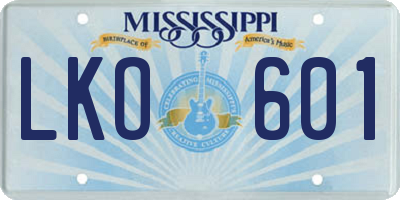 MS license plate LKO601