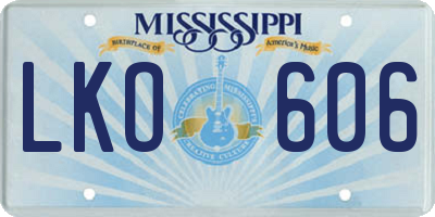 MS license plate LKO606