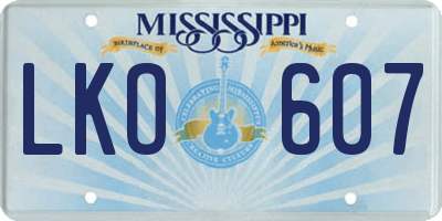 MS license plate LKO607