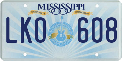MS license plate LKO608