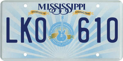 MS license plate LKO610