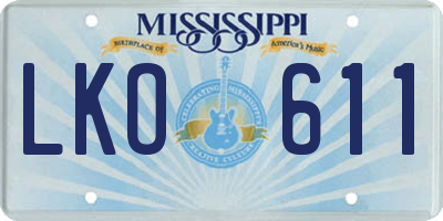 MS license plate LKO611