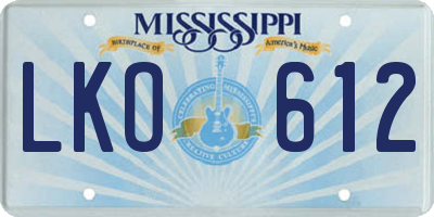 MS license plate LKO612