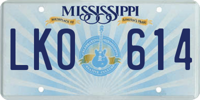 MS license plate LKO614