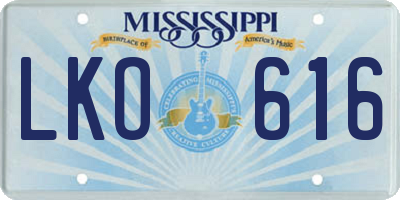MS license plate LKO616