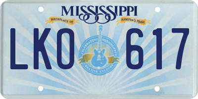 MS license plate LKO617