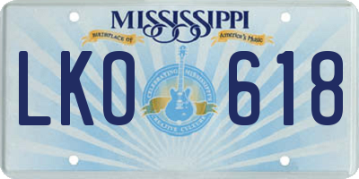 MS license plate LKO618