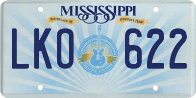MS license plate LKO622