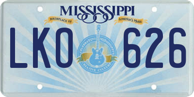 MS license plate LKO626
