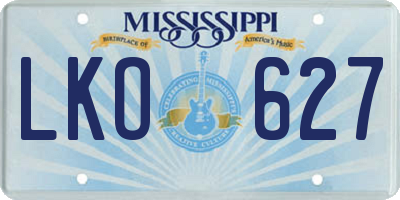 MS license plate LKO627