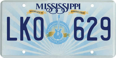 MS license plate LKO629