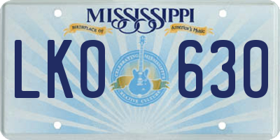 MS license plate LKO630