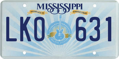 MS license plate LKO631
