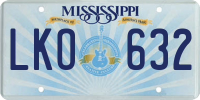MS license plate LKO632