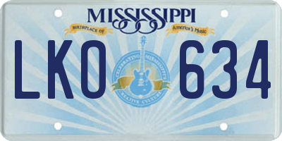 MS license plate LKO634