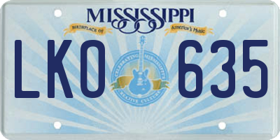 MS license plate LKO635