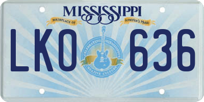 MS license plate LKO636