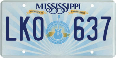 MS license plate LKO637