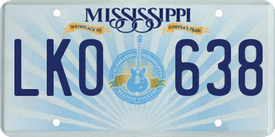 MS license plate LKO638