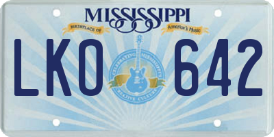 MS license plate LKO642