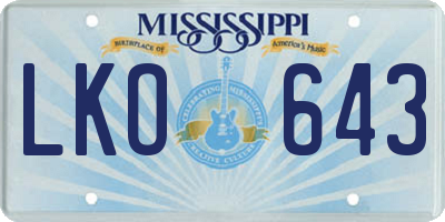 MS license plate LKO643