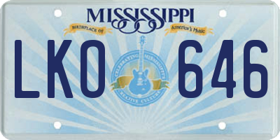 MS license plate LKO646