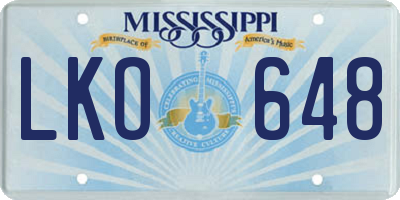 MS license plate LKO648