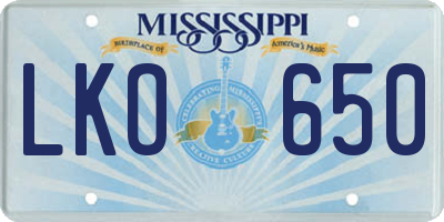 MS license plate LKO650