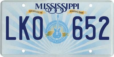 MS license plate LKO652