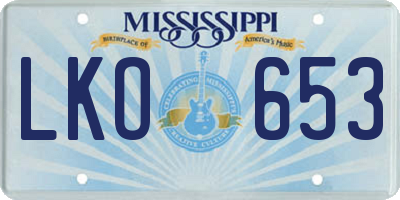 MS license plate LKO653