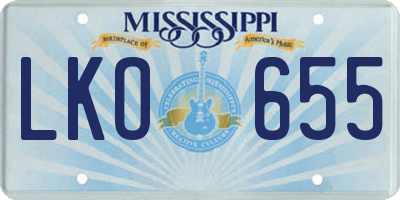 MS license plate LKO655