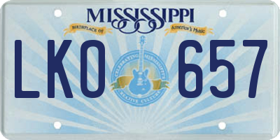 MS license plate LKO657