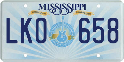 MS license plate LKO658