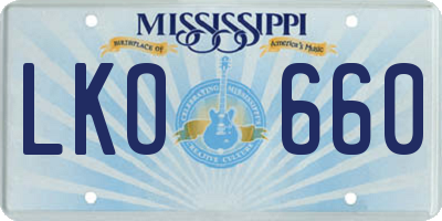 MS license plate LKO660