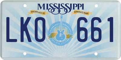 MS license plate LKO661