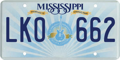 MS license plate LKO662
