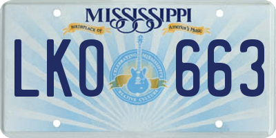 MS license plate LKO663
