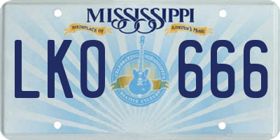 MS license plate LKO666