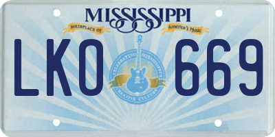 MS license plate LKO669