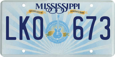 MS license plate LKO673
