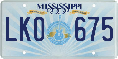 MS license plate LKO675