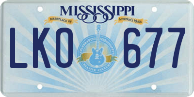 MS license plate LKO677