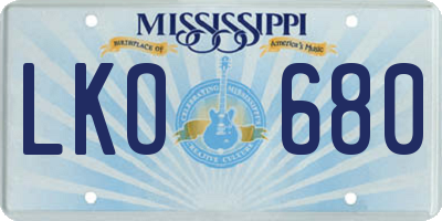 MS license plate LKO680