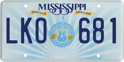 MS license plate LKO681